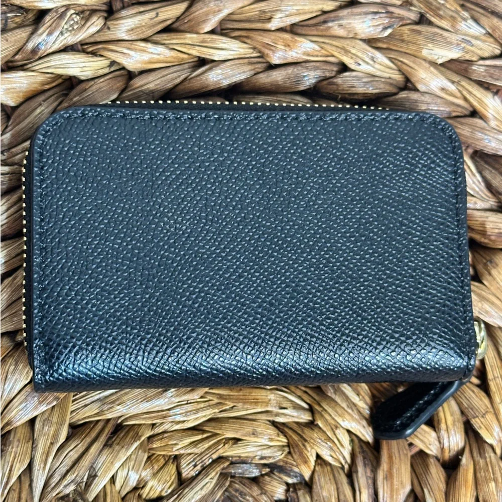 Coach Zip Around Coin Card case black good zipper - Picture 2 of 6